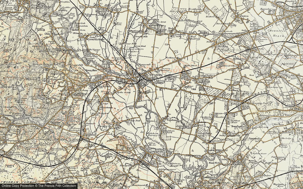 Old Map of Historic Map covering Penton Hook in 1897-1909