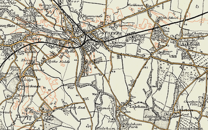 Old map of Penton Hook in 1897-1909