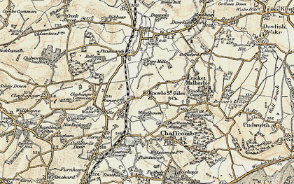 Old map of Knowle St Giles in 1898-1899