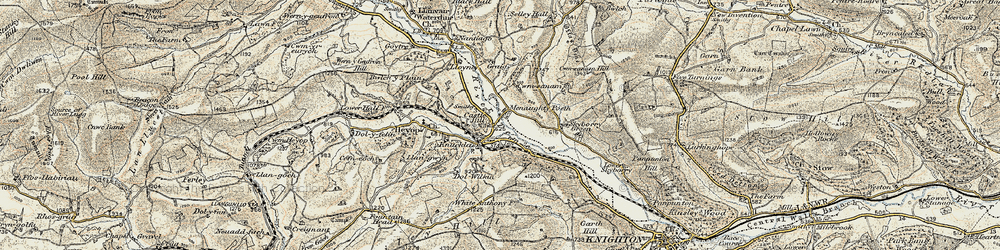 Old map of Knucklas in 1901-1903