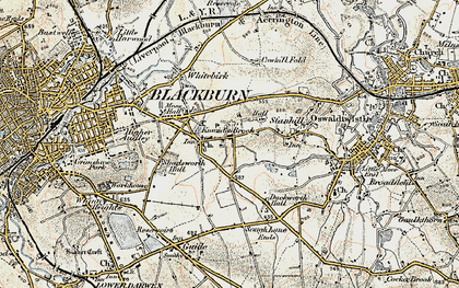 Old map of Knuzden Brook in 1903