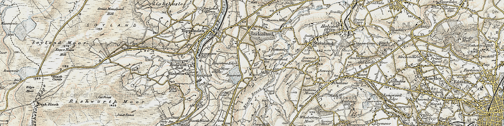 Old map of Krumlin in 1903