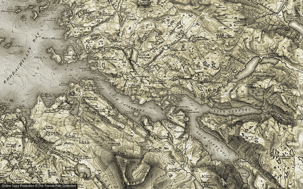 Old Map of Historic Map covering Allt nan Ramh in 1910