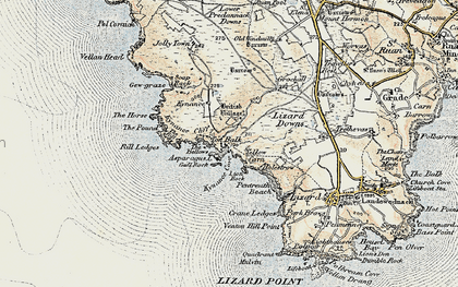 Old map of Kynance Cove in 1900