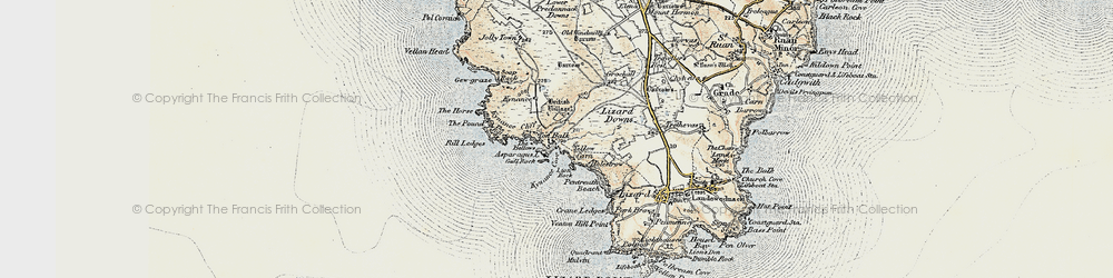 Old map of Kynance Cove in 1900