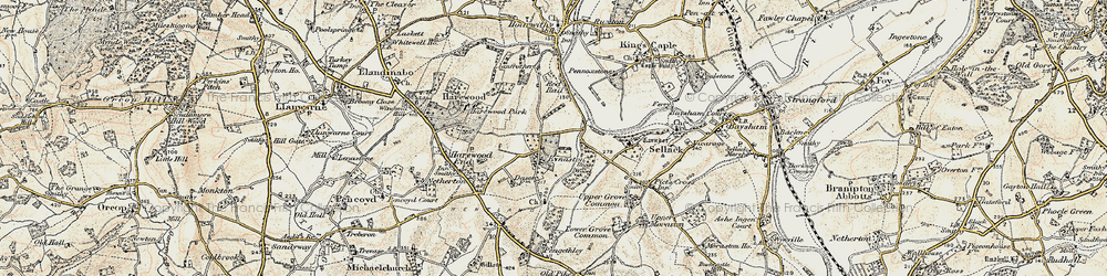 Old map of Kynaston in 1899-1900