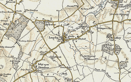 Old map of Laceby in 1903-1908