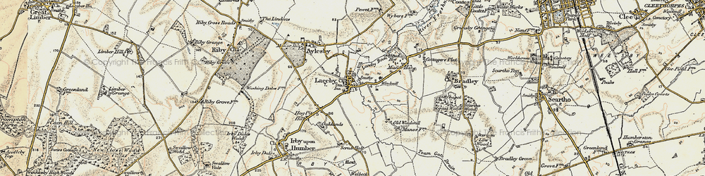 Old map of Laceby in 1903-1908