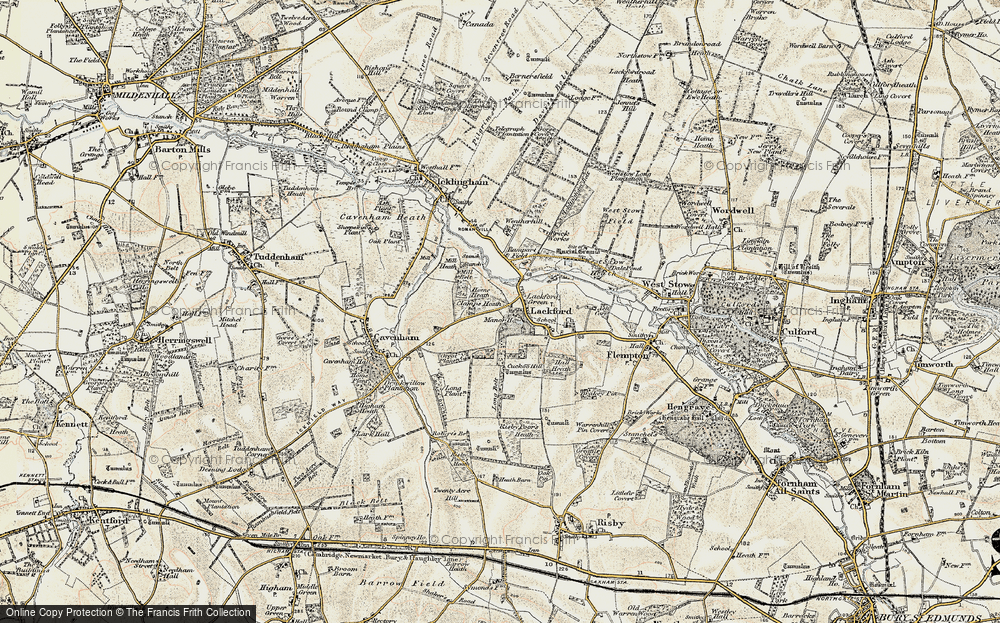 Old Map of Lackford, 1901 in 1901