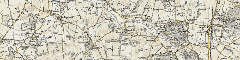Old map of Lackford in 1901