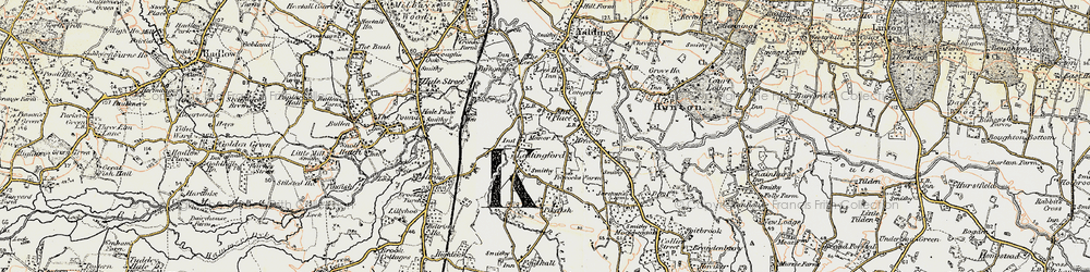Old map of Laddingford in 1897-1898