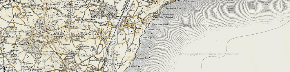 Old map of Ladram Bay in 1899