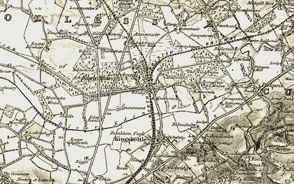 Old map of Ladybank in 1906-1908