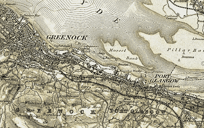 Old map of Ladyburn in 1905-1907