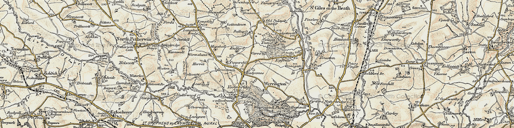 Old map of Ladycross in 1900