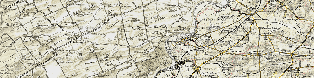 Old map of Milne Graden East Mains in 1901-1904