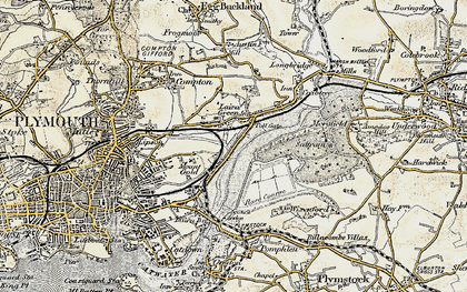 Old map of Laira in 1899-1900