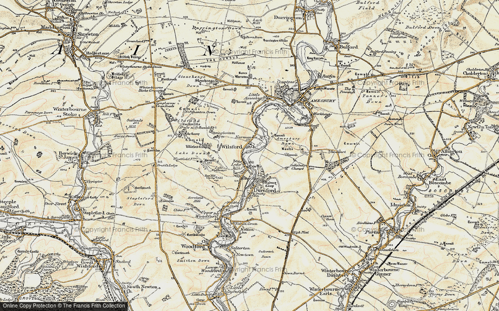 Old Map of Historic Map covering Wilsford Group in 1897-1899
