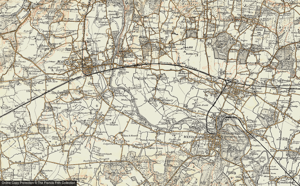 Old Map of Historic Map covering Burnham Abbey in 1897-1909