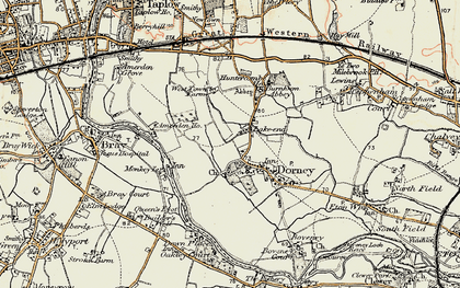 Old map of Burnham Abbey in 1897-1909