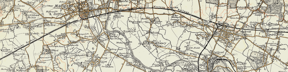 Old map of Burnham Abbey in 1897-1909