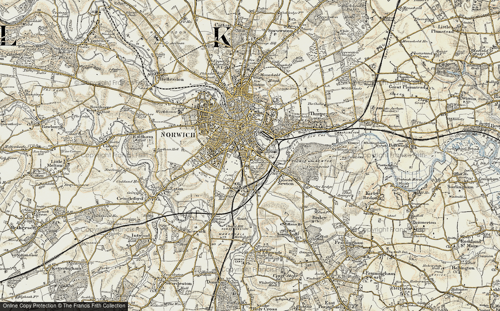 Old Map of Lakenham, 1901-1902 in 1901-1902