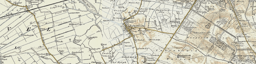 Old map of Brandon Fen in 1901