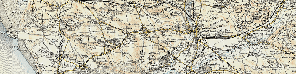 Old map of Laleston in 1900-1901