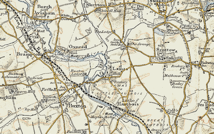 Old map of Lamas in 1901-1902