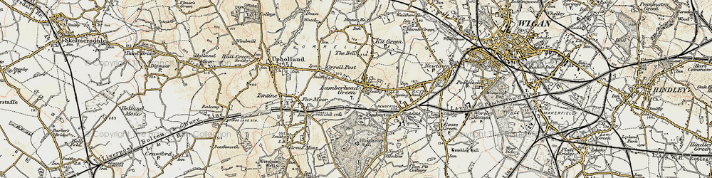 Old map of Lamberhead Green in 1903