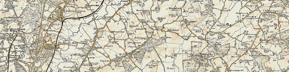 Old map of Lambourne End in 1897-1898