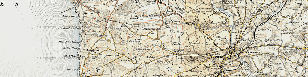 Old map of Lambston in 1901-1912