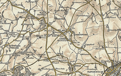 Old map of Lamerton in 1899-1900