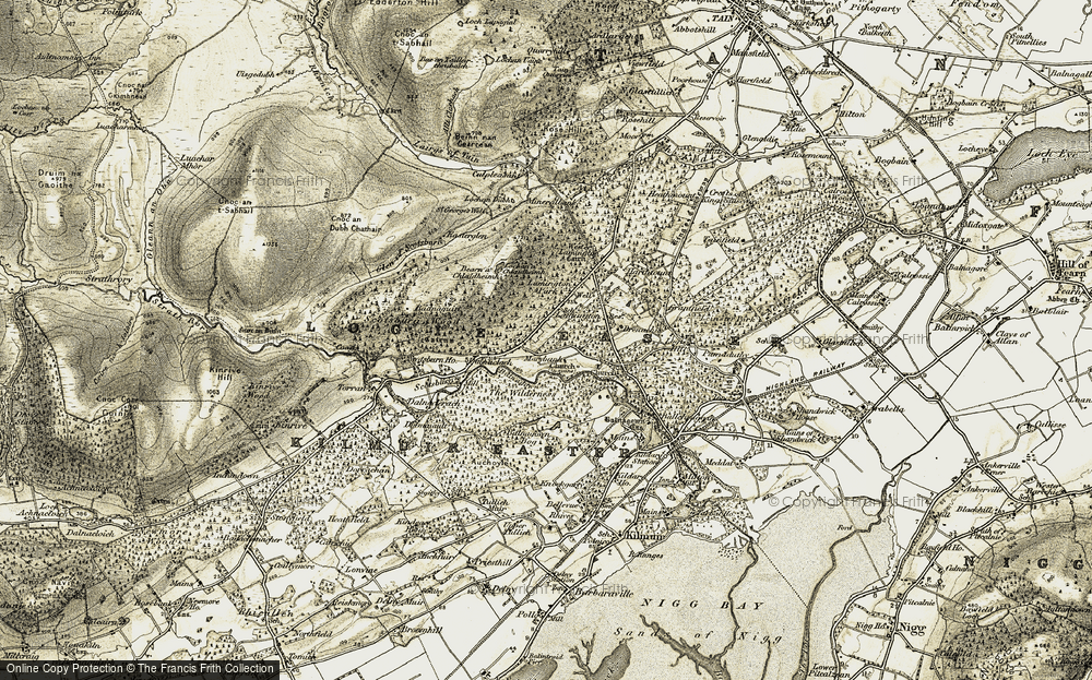 Old Map of Historic Map covering Bearn a' Chlaidheimh in 1911-1912
