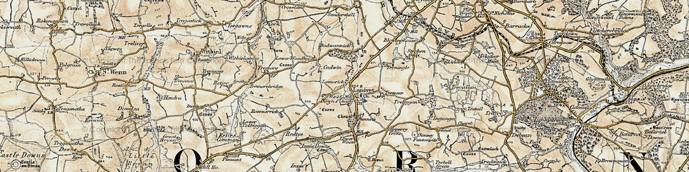 Old map of Bodwannick in 1900
