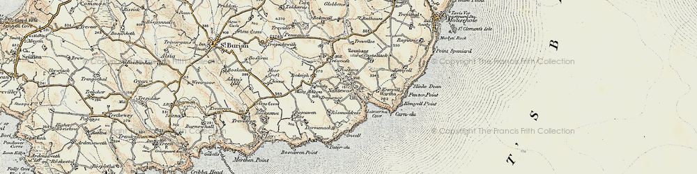 Old map of Lamorna in 1900