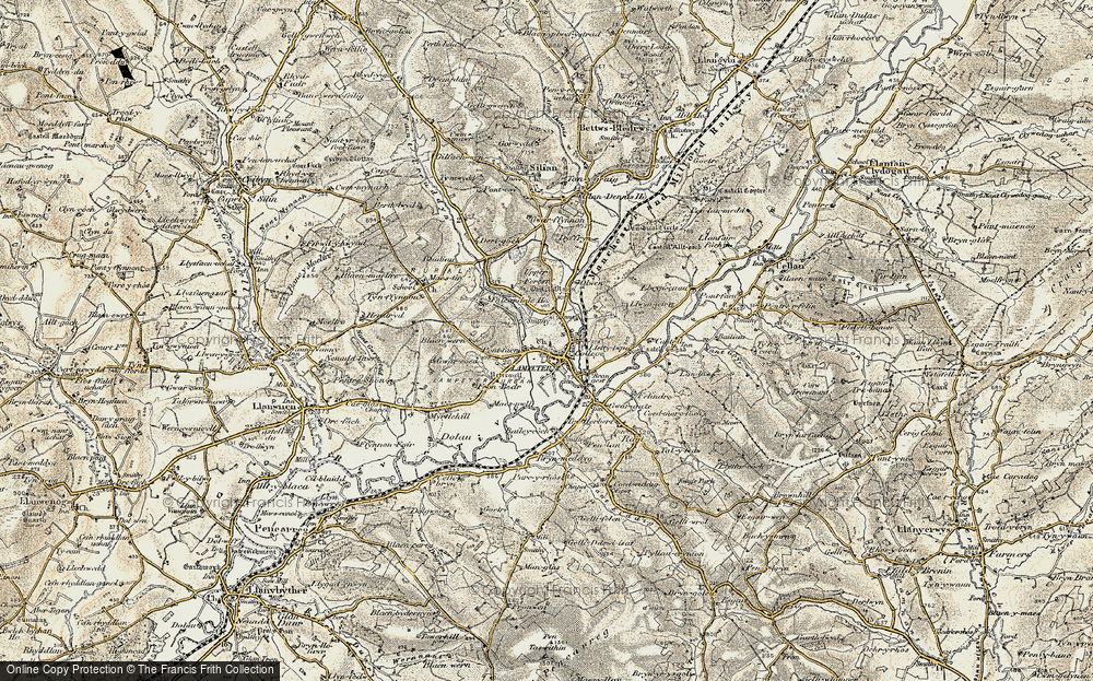 Old Map of Historic Map covering Beudiau in 1901-1902