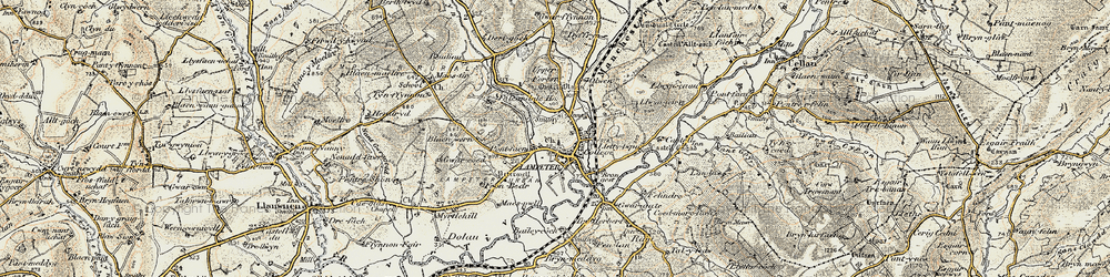 Old map of Lampeter in 1901-1902