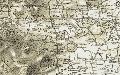 Old map of Tillyshogle in 1908-1909