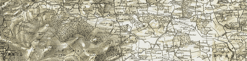 Old map of Birks, The in 1908-1909
