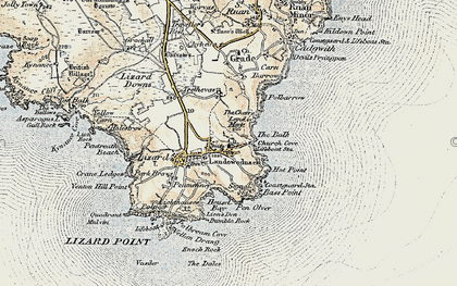 Old map of Landewednack in 1900