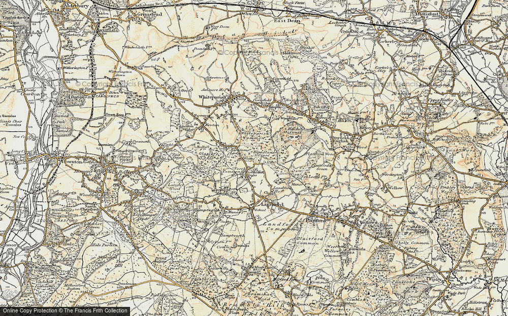 Old Map of Historic Map covering Whiteparish Common in 1897-1909