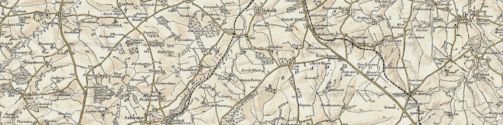 Old map of Blagaton in 1900
