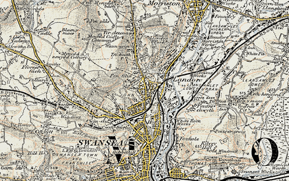 Old map of Landore in 1900-1901