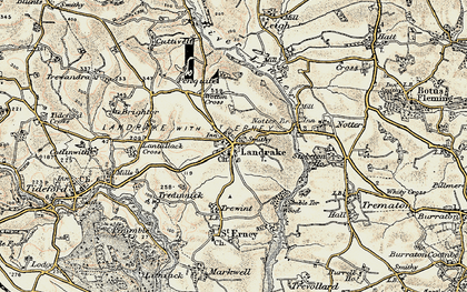 Old map of Landrake in 1899-1900