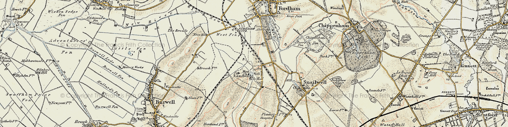 Old map of Landwade in 1901