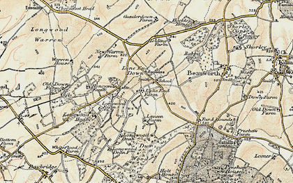 Old map of Lane End Down in 1897-1900