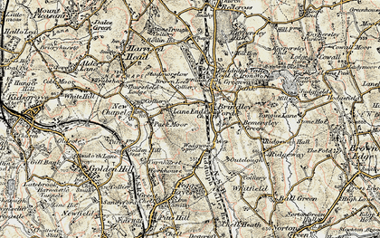 Old map of Lane Ends in 1902-1903