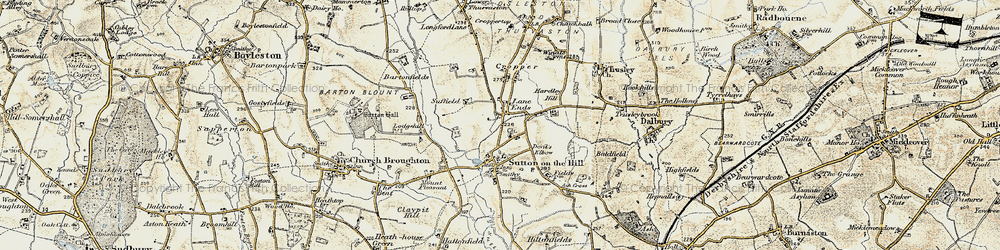 Old map of Lane Ends in 1902