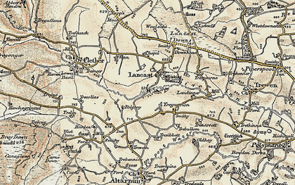 Old map of Laneast in 1900